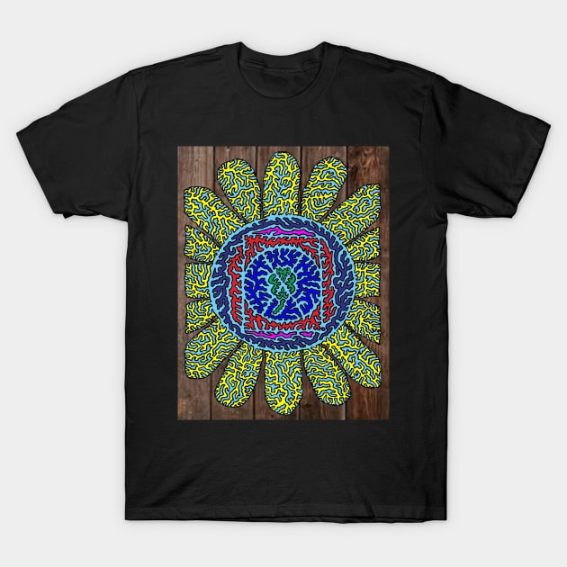 Sunflower with Wood Fence Background T-Shirt by NightserFineArts